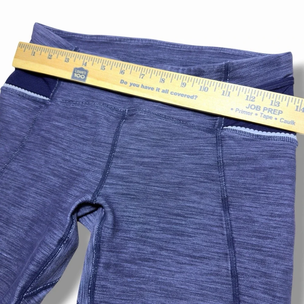 Lululemon 6 Snap Me Up Crop Side Button Indigo Heathered Slub Picot Capri Leggin